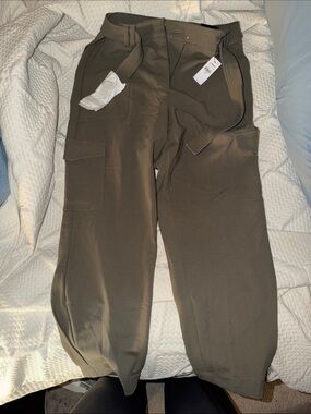 Express Olive Green Cropped Cargo Pants